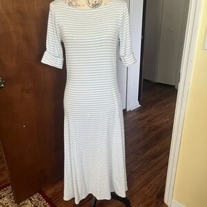 Ralph Lauren White and Gray Sheath Dress with Bell Sleeves